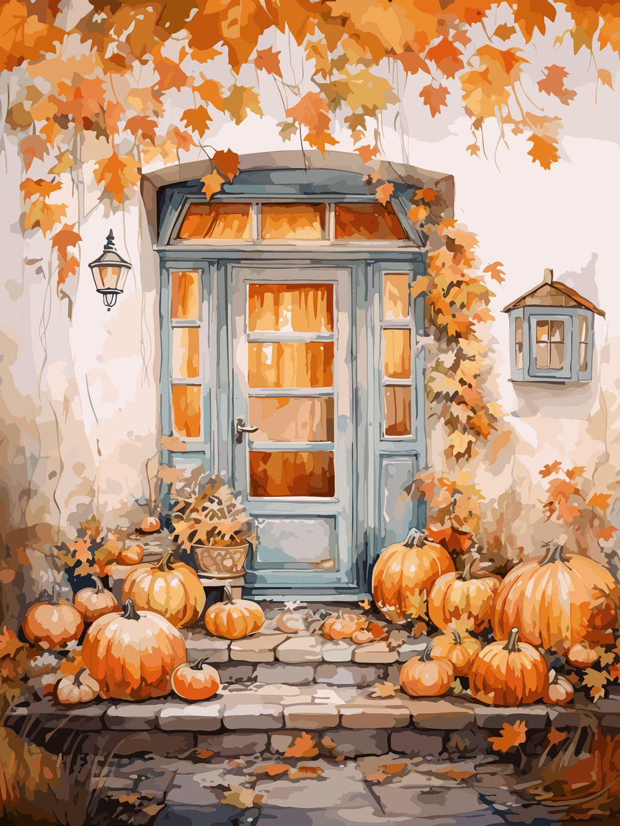 Hauseingang_Golden Hour - Poster Herbst - Printree.ch goldene stunde, Herbst, Herbstfarben, herbstlich, kreative Kunst, Kunst, Kunstdruck, Poster