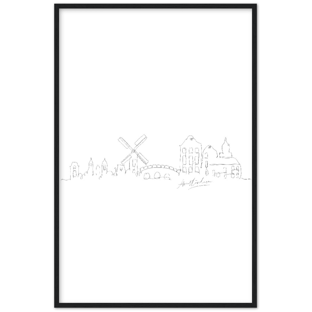 Amsterdam Line Art Poster: Bringe den Charme von Amsterdam in deine eigenen vier Wände! - Printree.ch Hand, hand drawn, handgezeichnet, Illustration, line, Line-Art, skyline